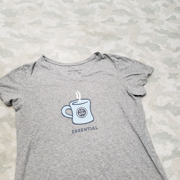 Life Is Good Top Womens Large Gray V-Neck Short Sleeve Crusher Tee - Picture 3 of 9
